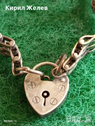 Винтидж сребърна гривна тип порта с закопчалка катинар сърце ❤️ Vonk Jewellery 53006, снимка 2 - Гривни - 54026611