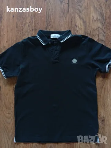 Stone Island logo-patch contrast-trim Polo Shirt - мъжка тениска р-р L, снимка 4 - Тениски - 55677060