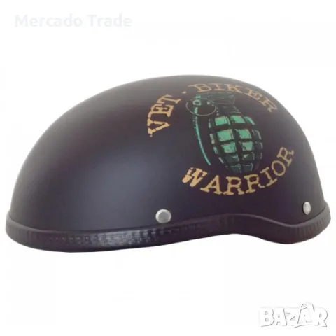 Ретро каска за мотор Mercado Trade, Тип канче, Граната, Черен Мат