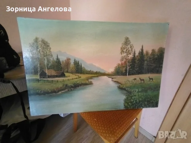 Стара Немска Ръчно рисувана картина без рамка 
