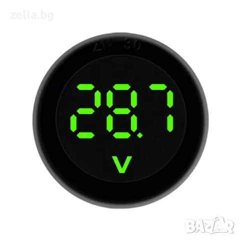 Дигитален LED волтметър, зелен, 4-100V DC – панелен монтаж 30 мм, за автомобилни акумулатори 10345, снимка 11 - Друга електроника - 54672425