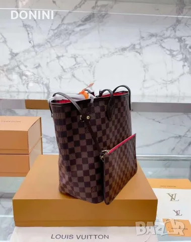 Дамска чанта Louis Vuitton Neverfull, кожа, снимка 6 - Чанти - 55464829