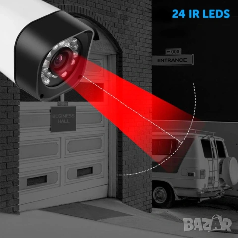 Пълен комплект 4 камери за видеонаблюдение с DVR | Нощно виждане | За дома и бизнеса, снимка 15 - Комплекти за видеонаблюдение - 54631058