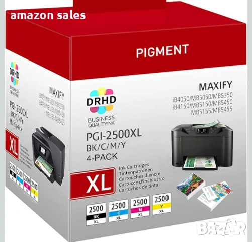 Комплект от 4 броя 2500XL, съвместими с Canon PGI-2500XL,PGI-2500 XL,мултипак касети за Canon Maxify
