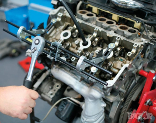 Оригинал LASER Английски Универсален К-т 10-в-1 СКОБИ за Пружини Клапани Мотори Бензин Дизел БАРТЕР, снимка 6 - Куфари с инструменти - 54176069