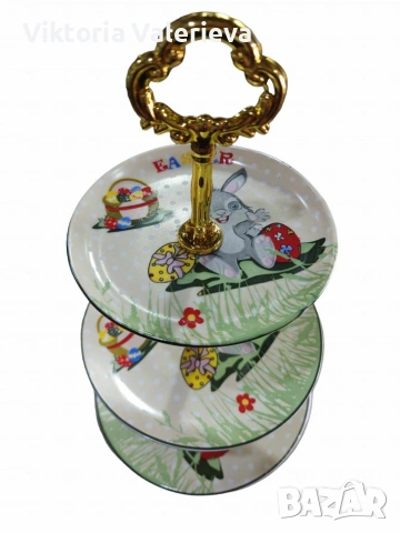 Великденско плато на 3 нива зайче с великденско яйце. Диаметър: 14,18,20см