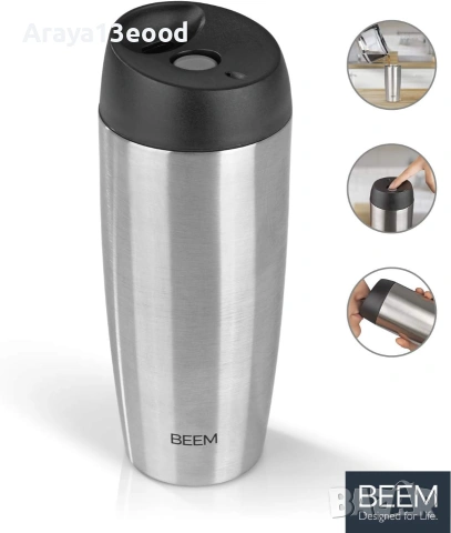 Термочаша BEEM COFFEE2GO 400 мл от неръждаема стомана, снимка 3 - Други - 55262097