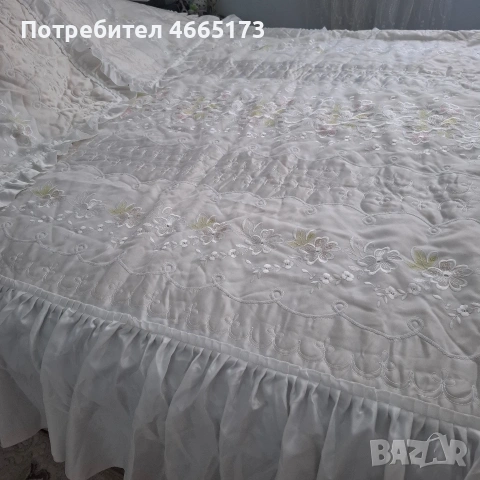 Комплект Бяло Шалте за спалня, снимка 2 - Покривки за легло - 54868642