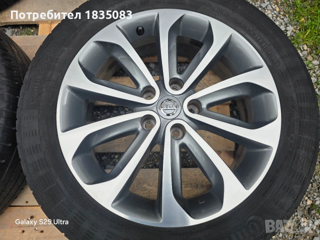 Летш джанти 18ки 5х114.3 Nissan + летни гуми 215/55/18 Continental, снимка 6 - Гуми и джанти - 54641094