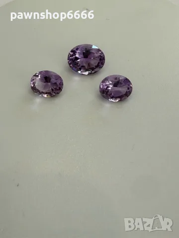 Лот естествени фасетирани аметисти – 7.85 ct (3 броя) – отлична шлифовка, снимка 6 - Бижутерийни комплекти - 55482883