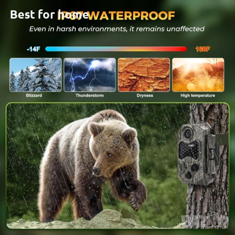 Камера за дива природа, 4K 84MP HD WiFi Bluetooth камера за следи с нощно виждане, снимка 7 - IP камери - 54414510