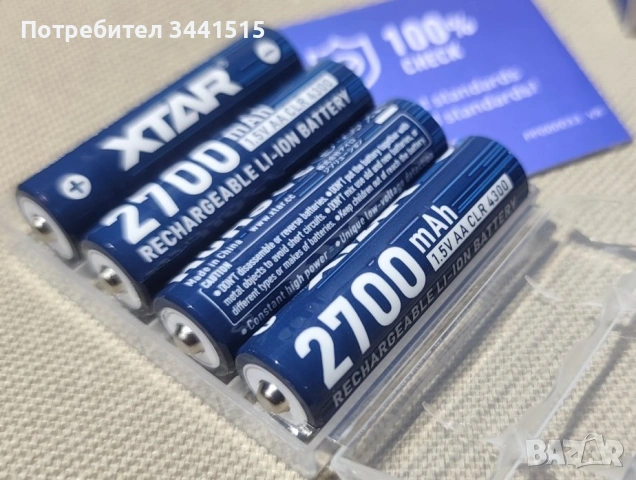  XTAR CLR4300 AA 1.5V 2700mAh - Ново поколение Li-ion батерии 4 бр. , снимка 2 - Батерии, зарядни - 54831361