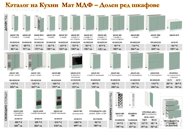 Кухня Мат МДФ 182/300 см - Мента с Бял мат . Безплатен Проект за Вас, снимка 5 - Кухни - 49110528