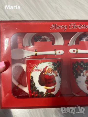 Коледен сервиз за двама Merry Christmas – чаши, чинийки и лъжички, снимка 2 - Други - 55606908