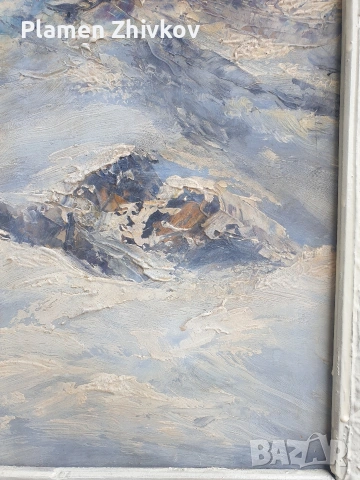 Стара българска картина Планинси пеизаж /масло / , снимка 6 - Картини - 54038259