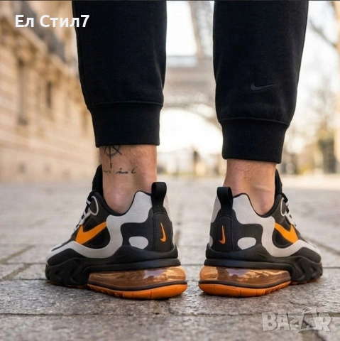 📌Мъжки Маратонки Nike Air Max 270 React – Black+Orange 40 41 42 43 44 н Цена 62€ Еконт, снимка 3 - Маратонки - 54627576