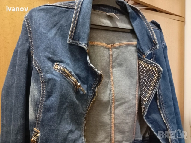Дамско дънково яке XL размер , снимка 3 - Якета - 55068099