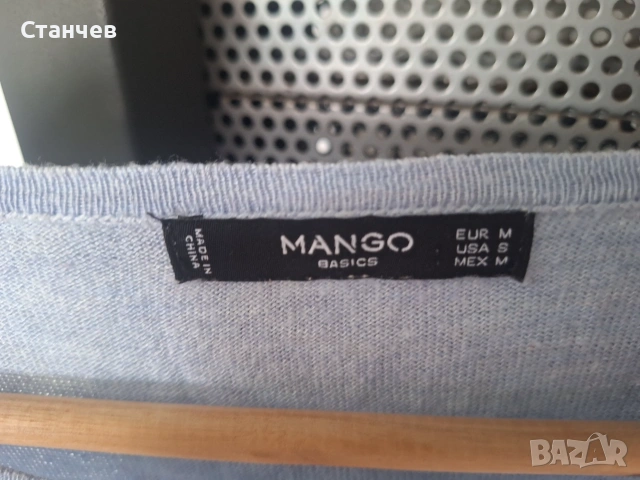 Дамска фина блуза MANGO Basics – Свеж светлосин цвят – Размер M, снимка 2 - Тениски - 54990001