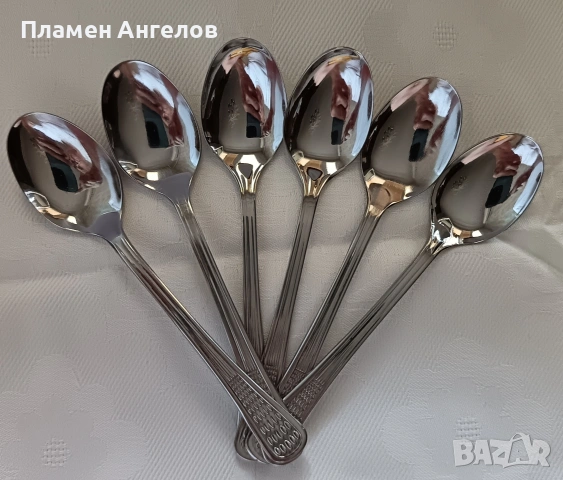 Комплект от 6 броя малки, чаени /кафени лъжички - Петко Денев Габрово , снимка 2 - Прибори за хранене, готвене и сервиране - 55227260