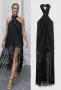 Хитова черна ленена рокля Zara с макраме и ресни, размер XS (Blogger's favorite / Много тьрсен модел, снимка 13