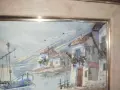 Стар морски пейзаж масло на платно. Подписана испанска творба с дървена масивна рамка , снимка 6