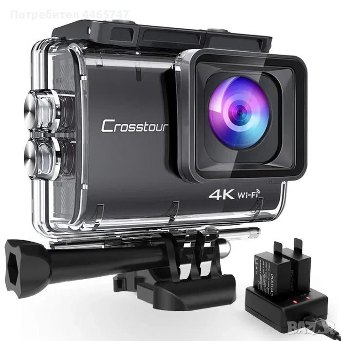 Екшън камера Crosstour CT 8500, 4K с аксесоари и допълнителна батерия, снимка 1