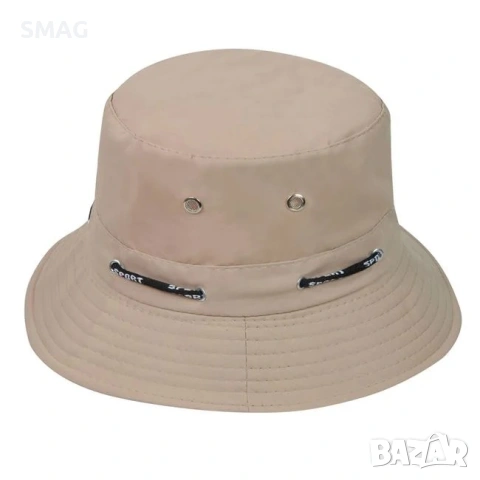 Мъжка bucket шапка бежова със спортна връзка_1177610