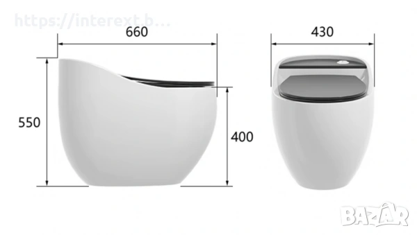 Дизайнерски яйцевиден моноблок – черен мат с оранжев капак | Луксозен модел, снимка 2 - Други - 54073478