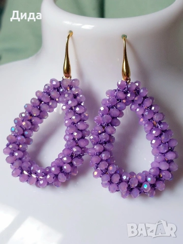 Нови обеци "Капки" с кристали в три цвята, снимка 4 - Обеци - 53958654