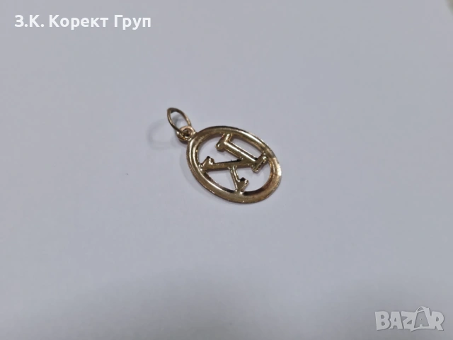 Златна висулка "К" 14К 585 / 0,16 гр., снимка 4 - Колиета, медальони, синджири - 54393542