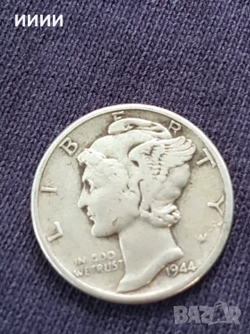 Сребърна монета дайм one dime  1944, снимка 2 - Нумизматика и бонистика - 55444403