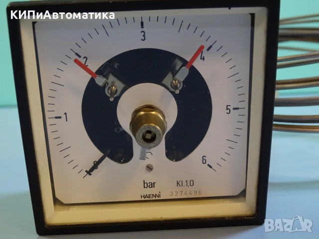Ел. контактен манометър с капилярен сензор HAENNI 3274496 0-6Bar, снимка 2 - Резервни части за машини - 54205416