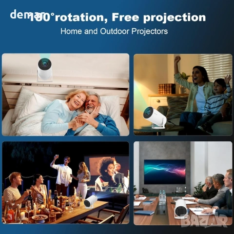 Мини проектор, интелигентен 4K 1080P проектор с WIFI 6 и Bluetooth, снимка 5 - Плейъри, домашно кино, прожектори - 54040404