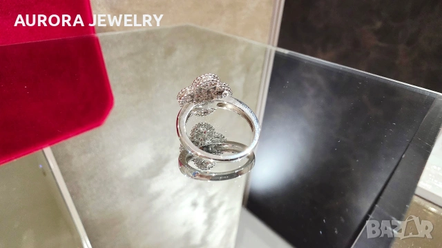 Van Cleef & Arpels VCA Silver Diamonds Vintage Alhambra Clover Дамски Пръстен, снимка 5 - Пръстени - 54200413