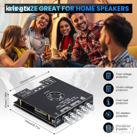 аудио модул Усилвател 2+1 2x220W + 350W субуфер Bluetooth usb TPA3255 чип, снимка 12 - Ресийвъри, усилватели, смесителни пултове - 55092418