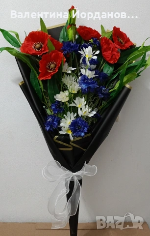 букети с божур и полски цветя , снимка 2 - Декорация за дома - 54007295