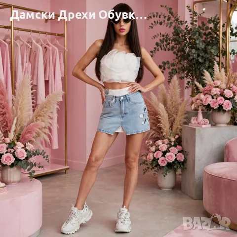 Дамска къса дънкова пола атрактивен модел 