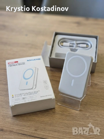 Магнитна безжична преносима батерия (Power Bank) AOGUERBE, 10000mAh