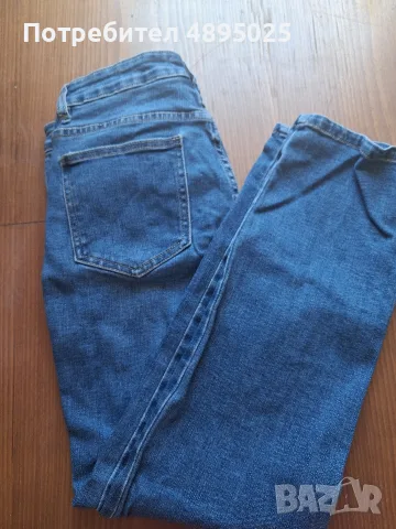 ​Дамски сини дънки Re-Dress с перлени цветчета и кристали, висока талия , снимка 3 - Дънки - 55391524