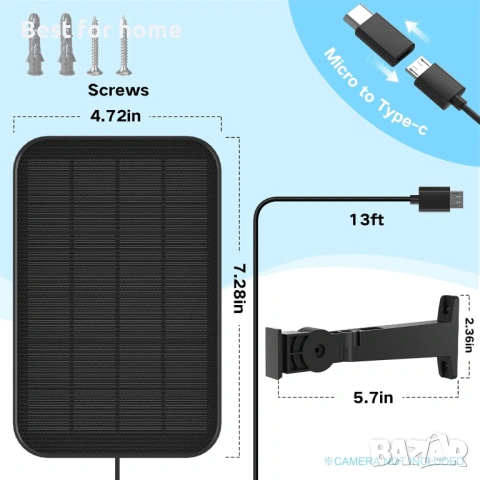 VIRTAVO 3.2W соларен панел за охранителна камера, съвместим с Arlo Pro/Pro 2, снимка 4 - Комплекти за видеонаблюдение - 54190024