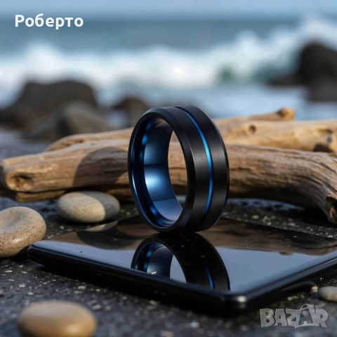 Мъжки пръстен от титан 8мм размер 9, снимка 2 - Пръстени - 53986688