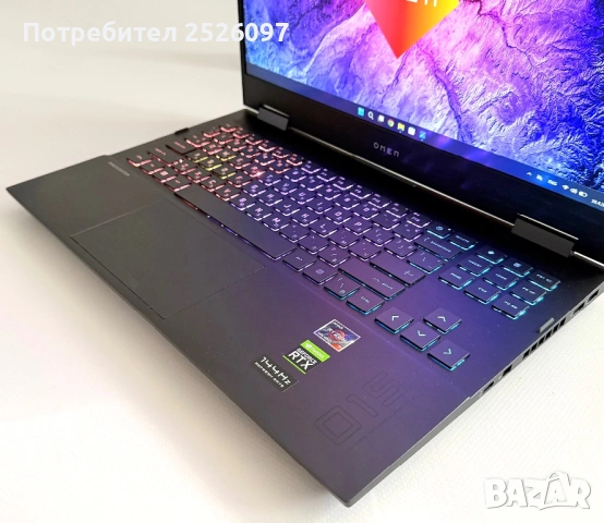 HP Omen 15/IPS 144Hz/Ryzen 7 5800H/RTX 3070 8GB/RGB/16GB/512GB NVMe, снимка 4 - Лаптопи за игри - 54146823