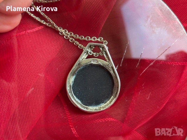 Колие с камък син голдстоун | Сребро 925, снимка 4 - Колиета, медальони, синджири - 54240822
