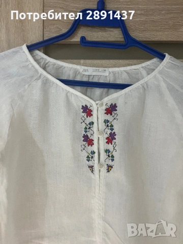 Риза ръчно бродирана шевица , Zara, памук, ръст 140 см хс/с, снимка 2 - Антикварни и старинни предмети - 54530017