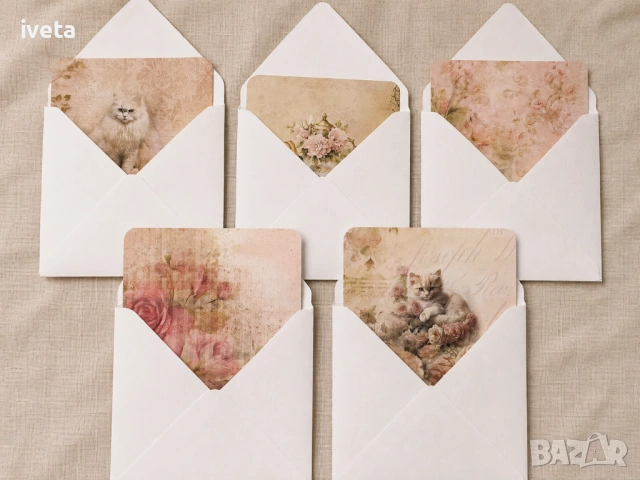 🌸 Винтидж картички с плик 🌸