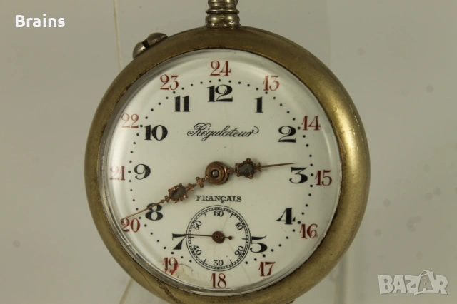 1900's REGULATEUR Френски Джобен Цилиндър Декориран , снимка 3 - Антикварни и старинни предмети - 54853442