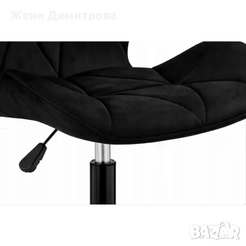 Черен кадифен офис стол - Регулируем и ергономичен, до 120 кг, снимка 5 - Столове за офис - 55543137
