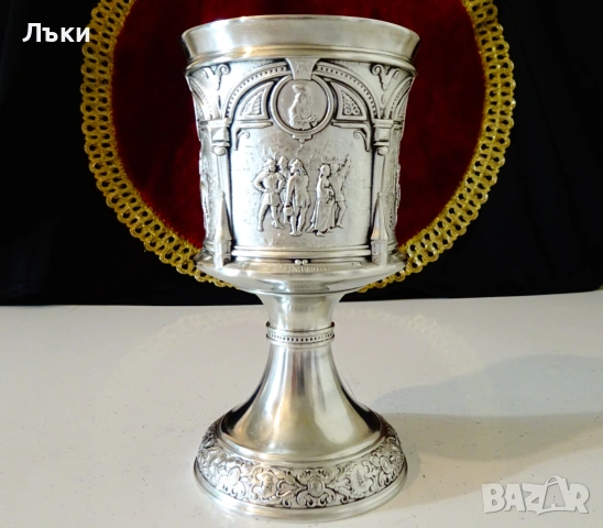 Калаен бокал за вино с картини на Дюрер. , снимка 2 - Антикварни и старинни предмети - 55210862