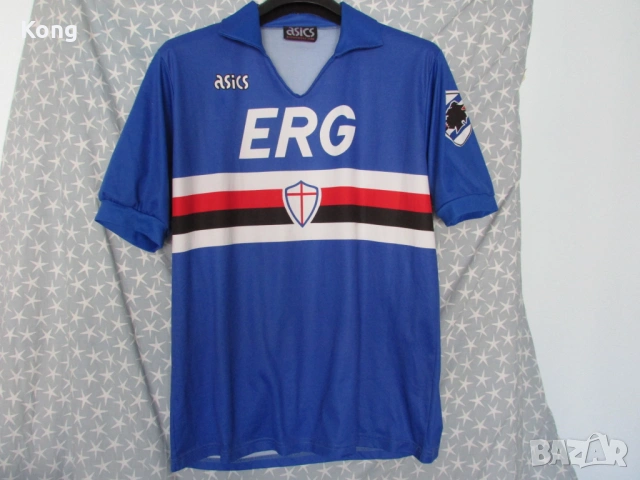 винтидж фланелка Сампдория Италия Асикс футболна тениска Asics Sampdoria Марадона Joma Sevilla, снимка 6 - Футбол - 54668571