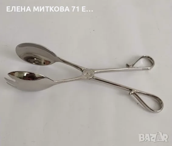Голяма масивна посребрена щипка за сервиране